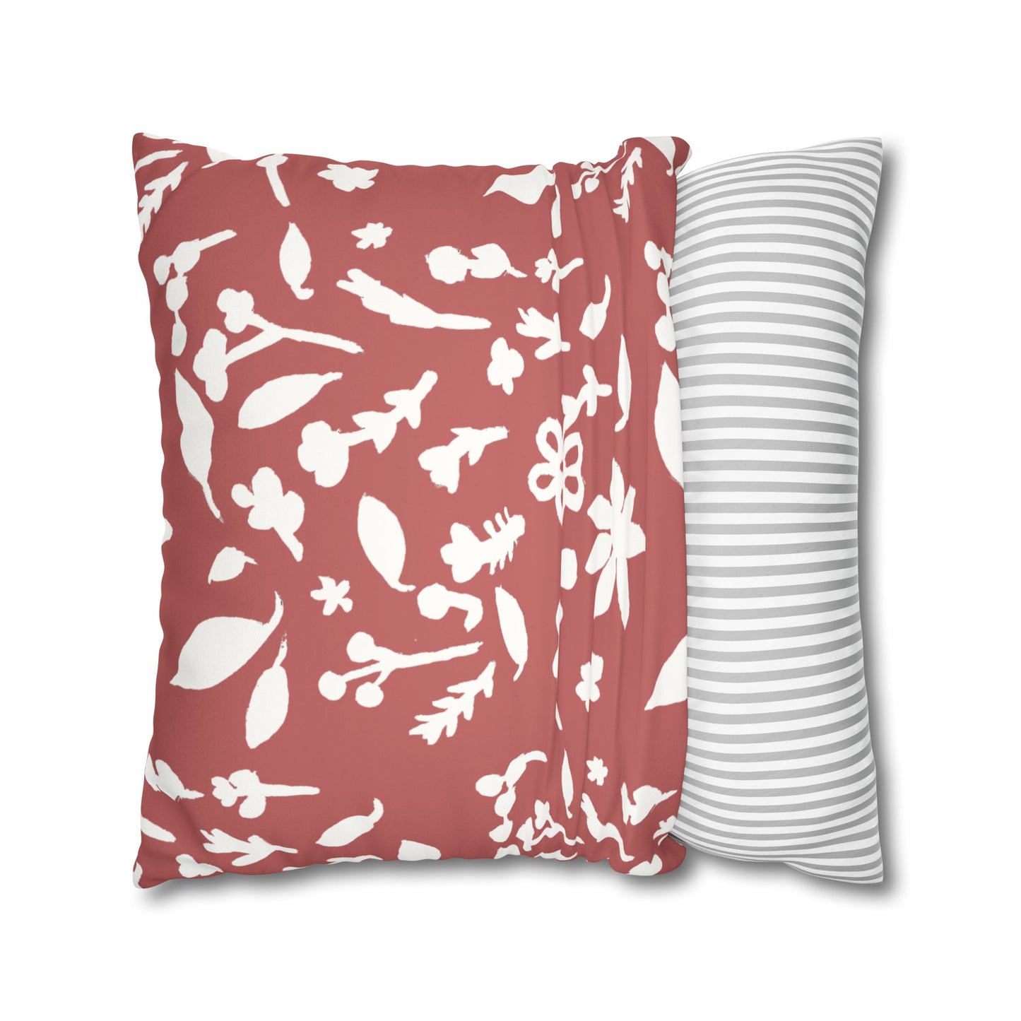 Rhubarb Fall Foliage Faux Suede Square Pillowcase