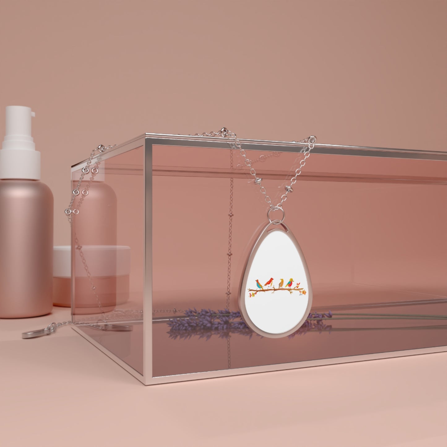 Birds on a Branch Oval Necklace