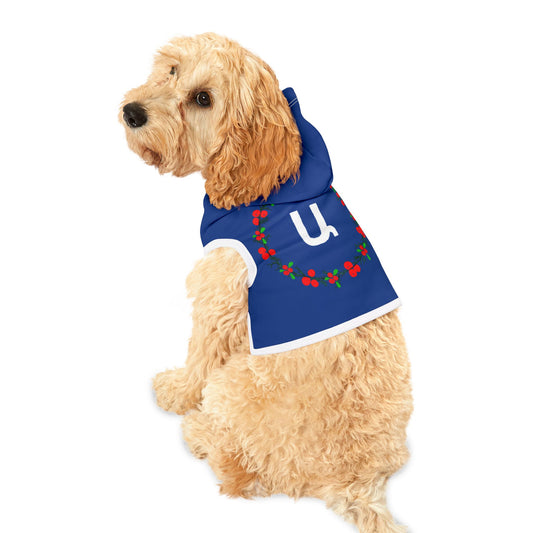 Customizable Armenian Letter Wreath Dark Blue Pet Hoodie