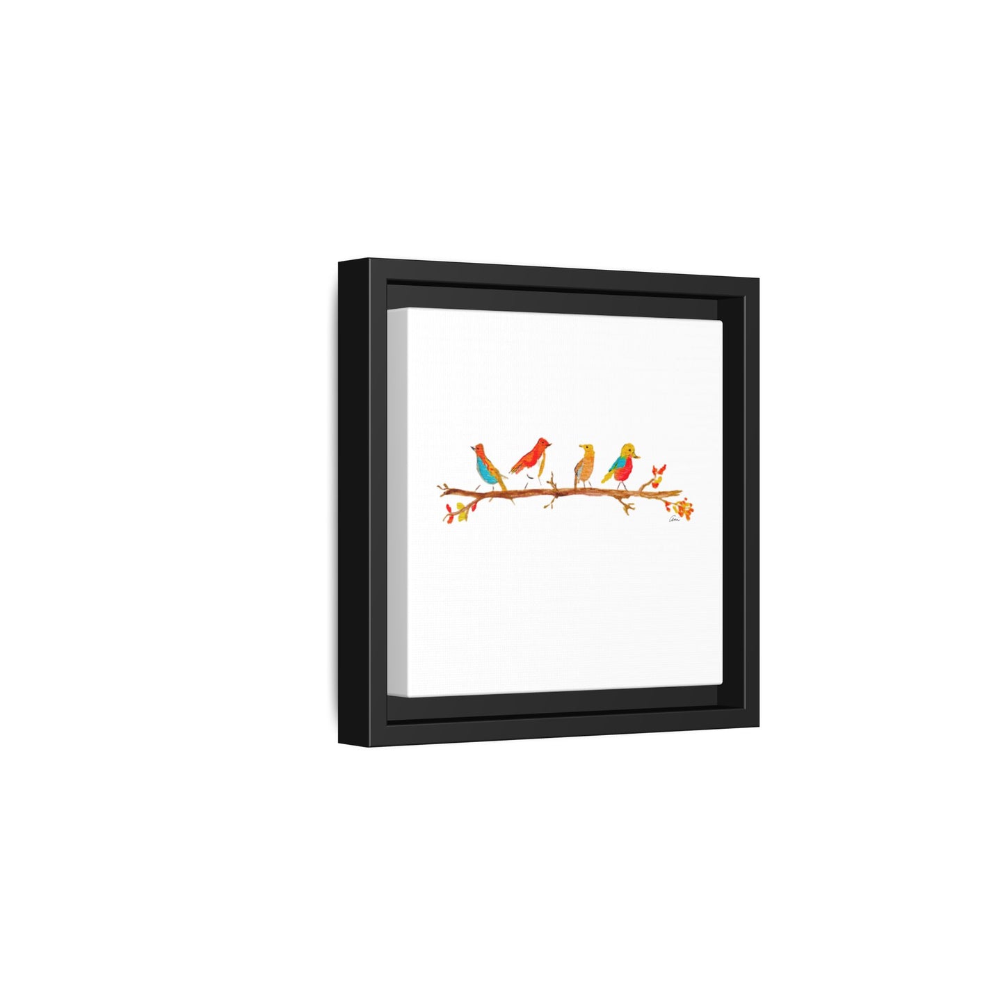 Birds on a Branch Gallery Canvas Print with Frame