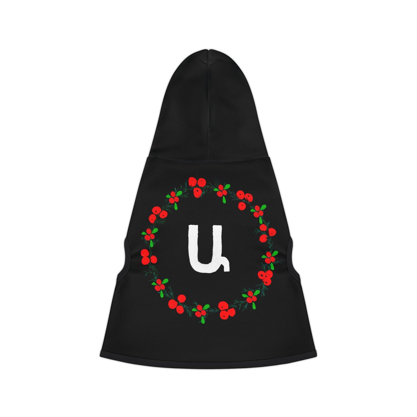 Customizable Armenian Letter Wreath Black Pet Hoodie