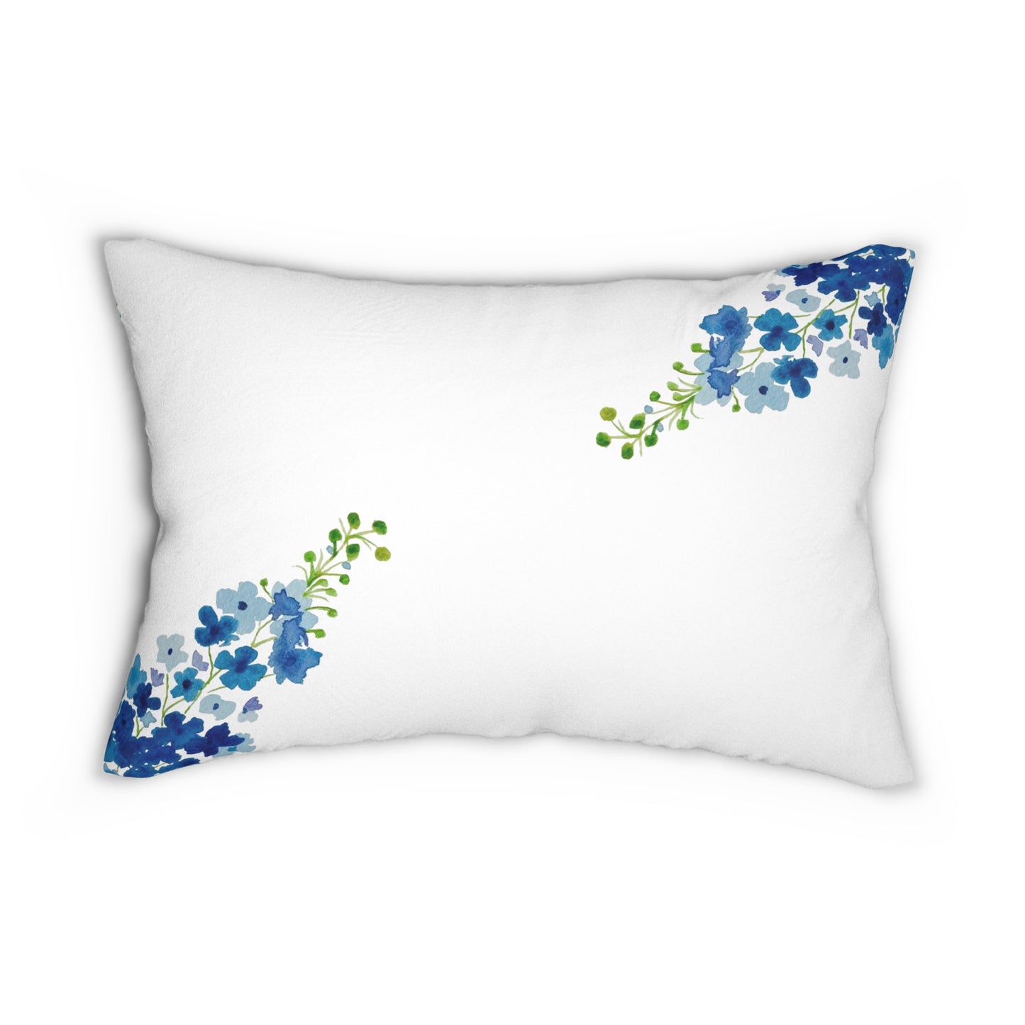 Blue Flowers Spun Polyester Lumbar Pillow