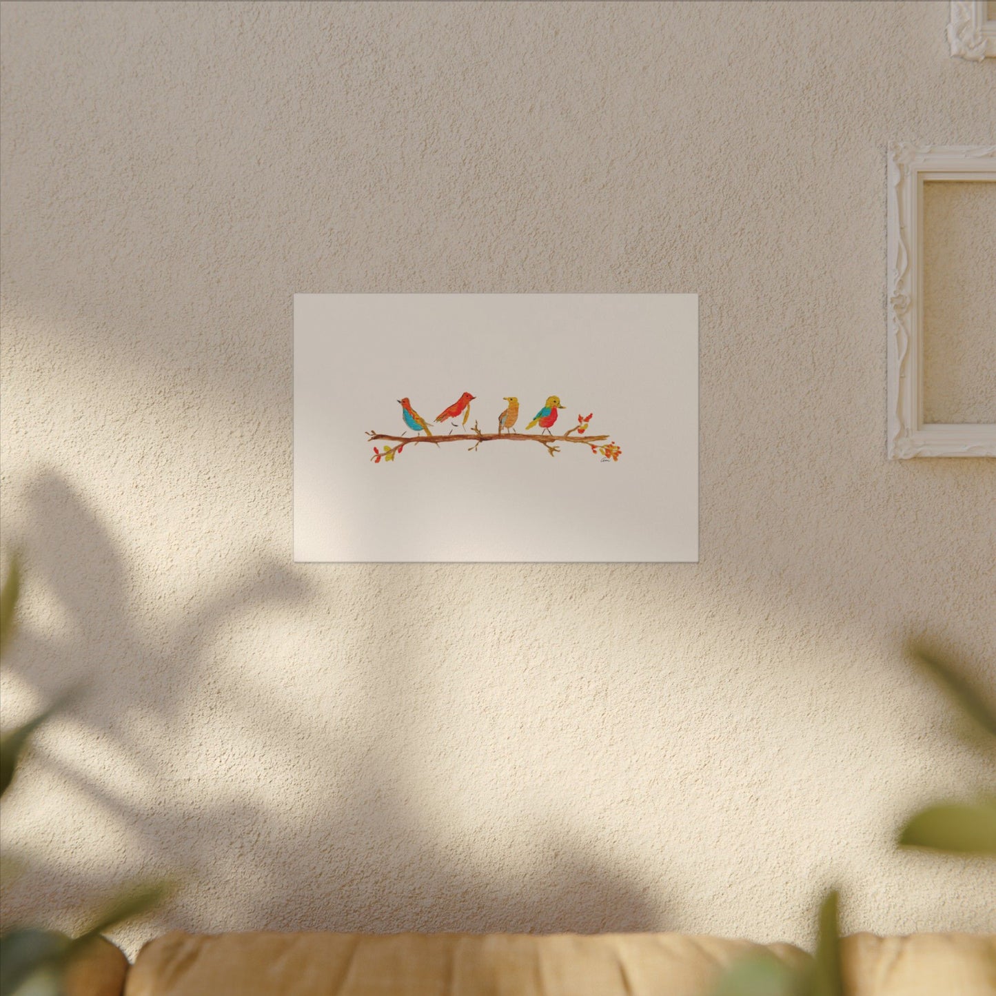 Birds on a Branch Matte Canvas Print