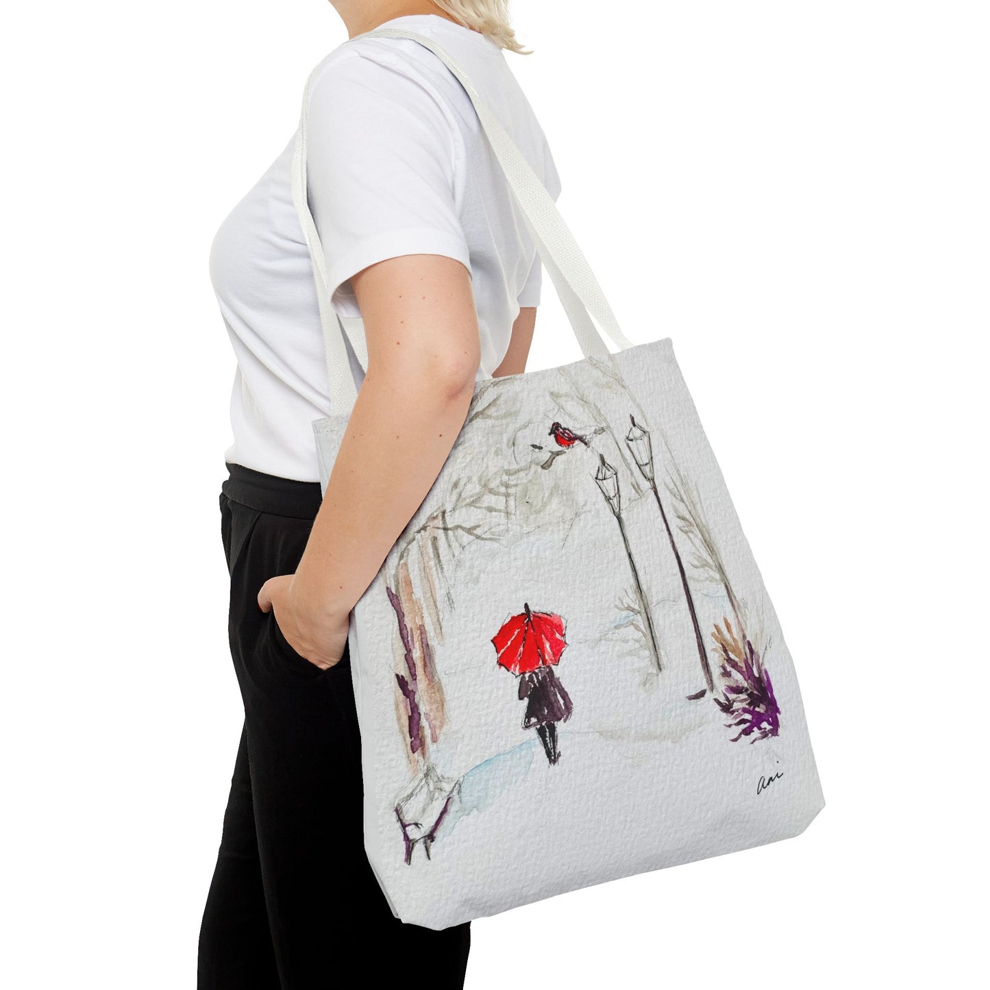 The Red Umbrella Ivory Tote Bag