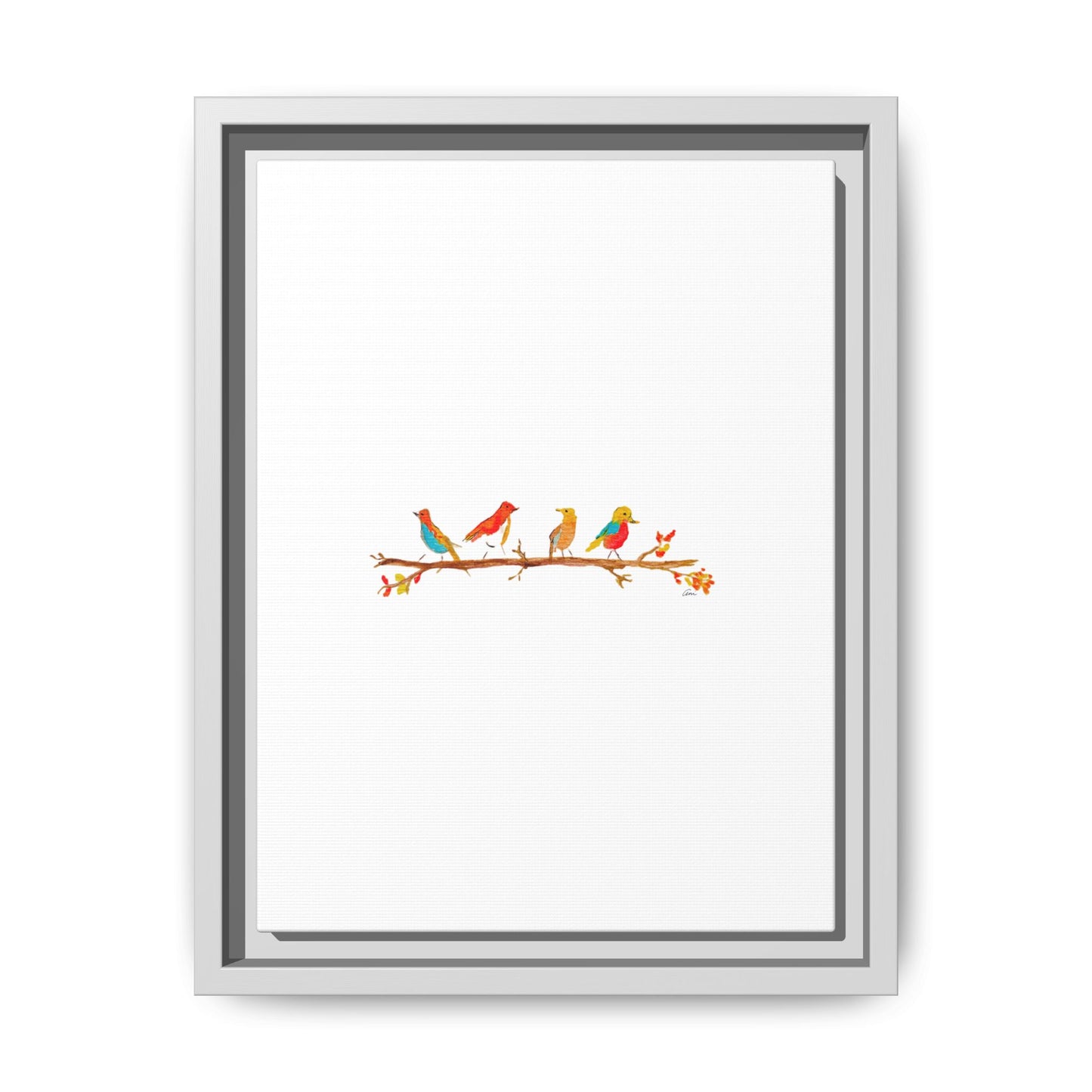 Birds on a Branch Gallery Canvas Print with Frame