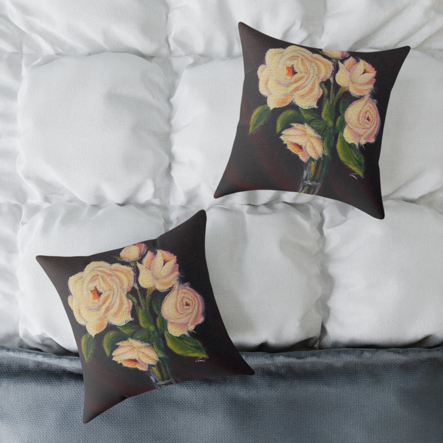 Five Roses Poly Canvas Pillow