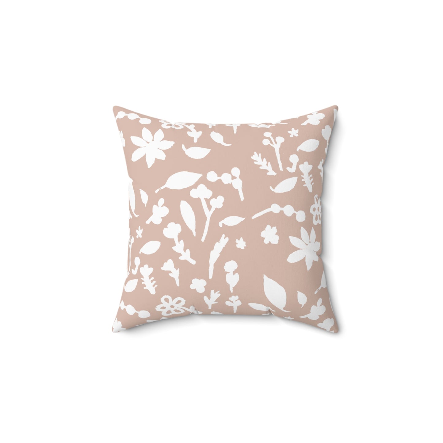 Fall Foliage Faux Suede Beige Square Pillow