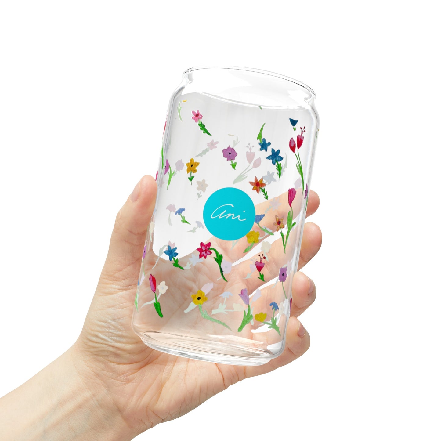 Floating Flowers Sipper Glass, 16oz