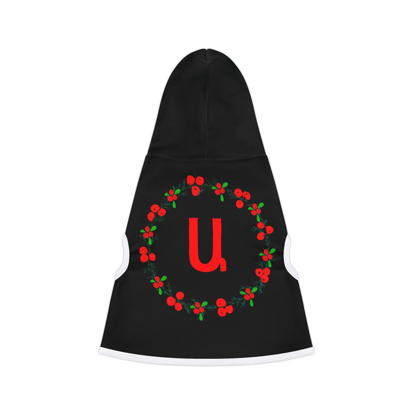 Customizable Armenian Letter Wreath Black Pet Hoodie