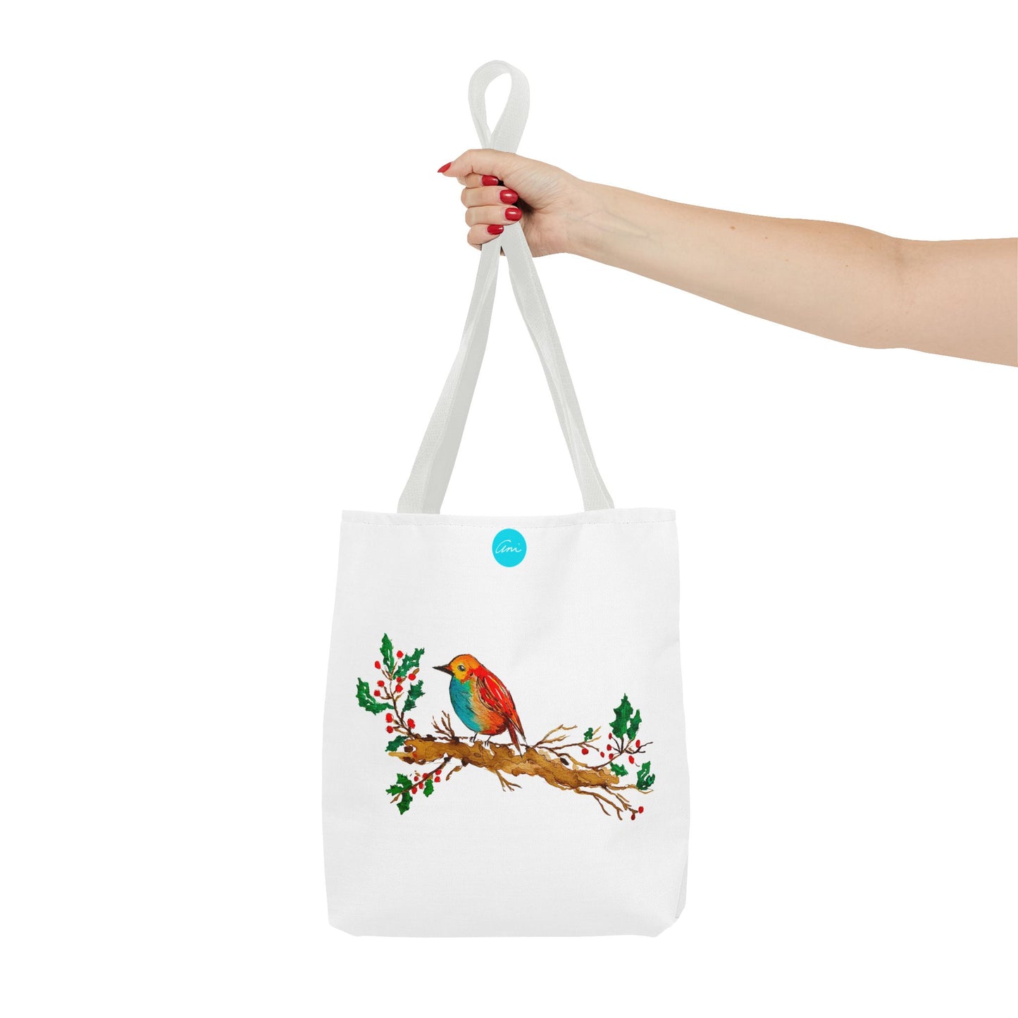 Bright Bird on a Branch White Tote Bag