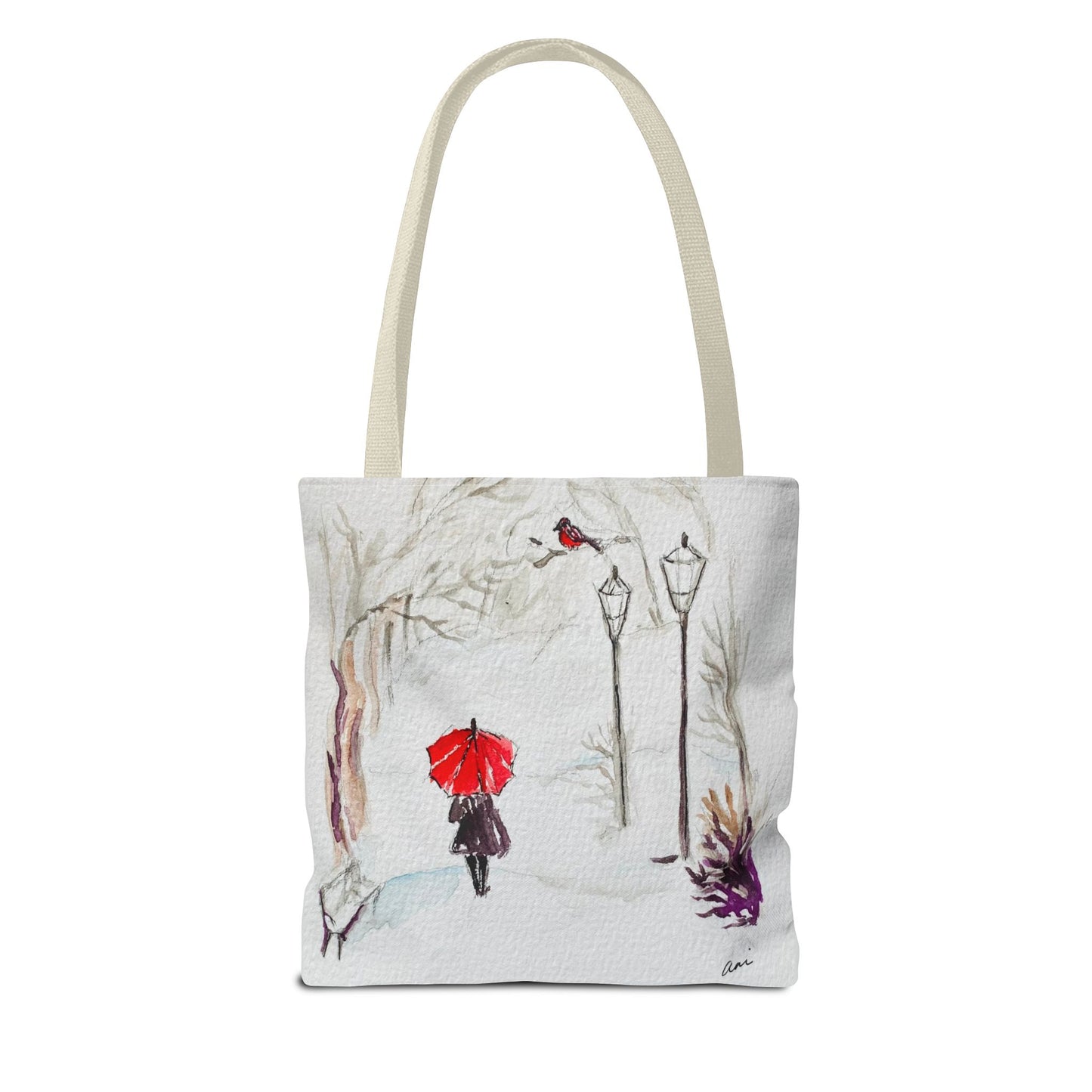 The Red Umbrella Ivory Tote Bag