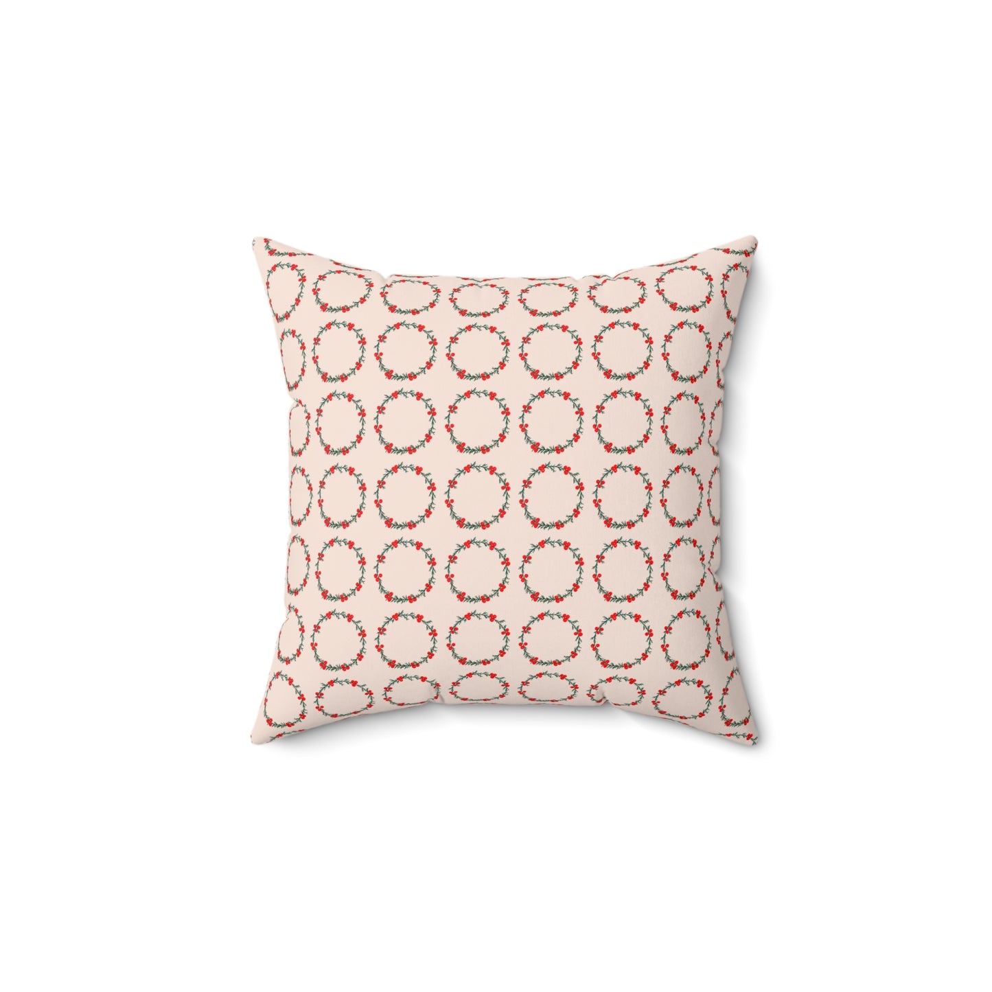 Wreath Faux Suede Cream Square Pillow