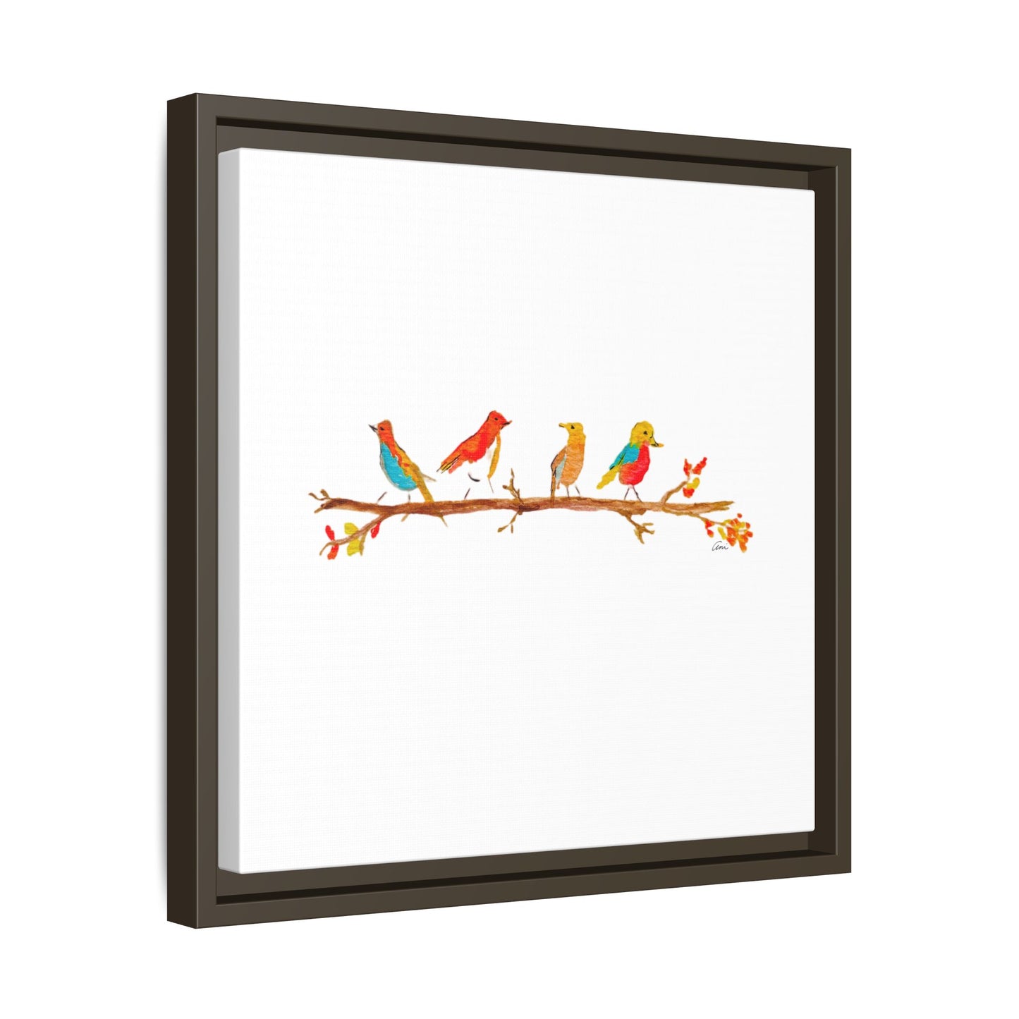 Birds on a Branch Gallery Canvas Print with Frame