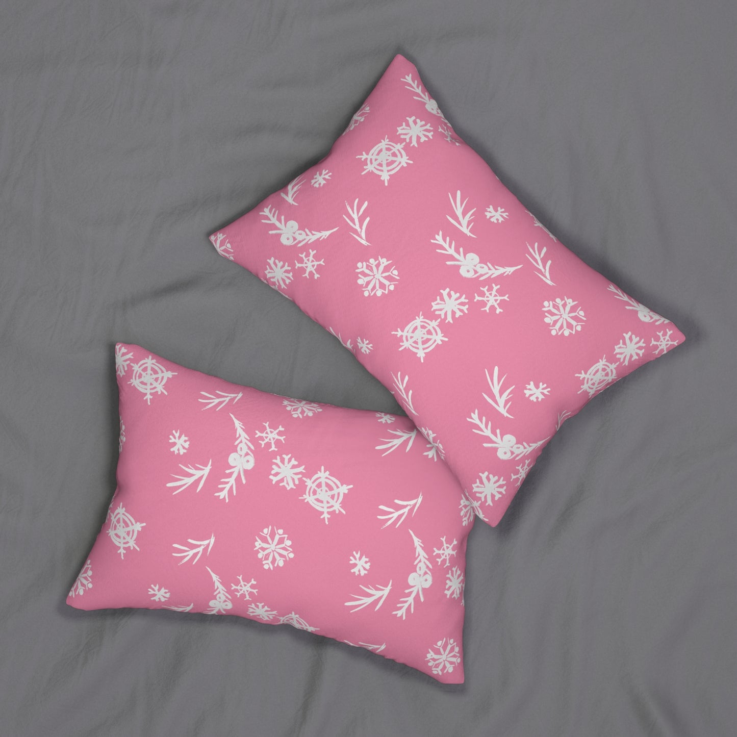 Snowflake Pink Lumbar Pillow