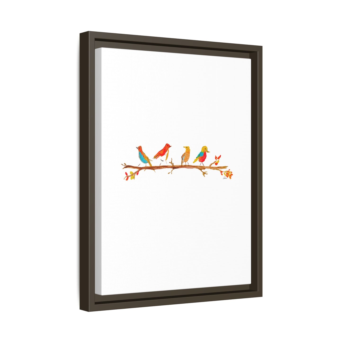 Birds on a Branch Gallery Canvas Print with Frame