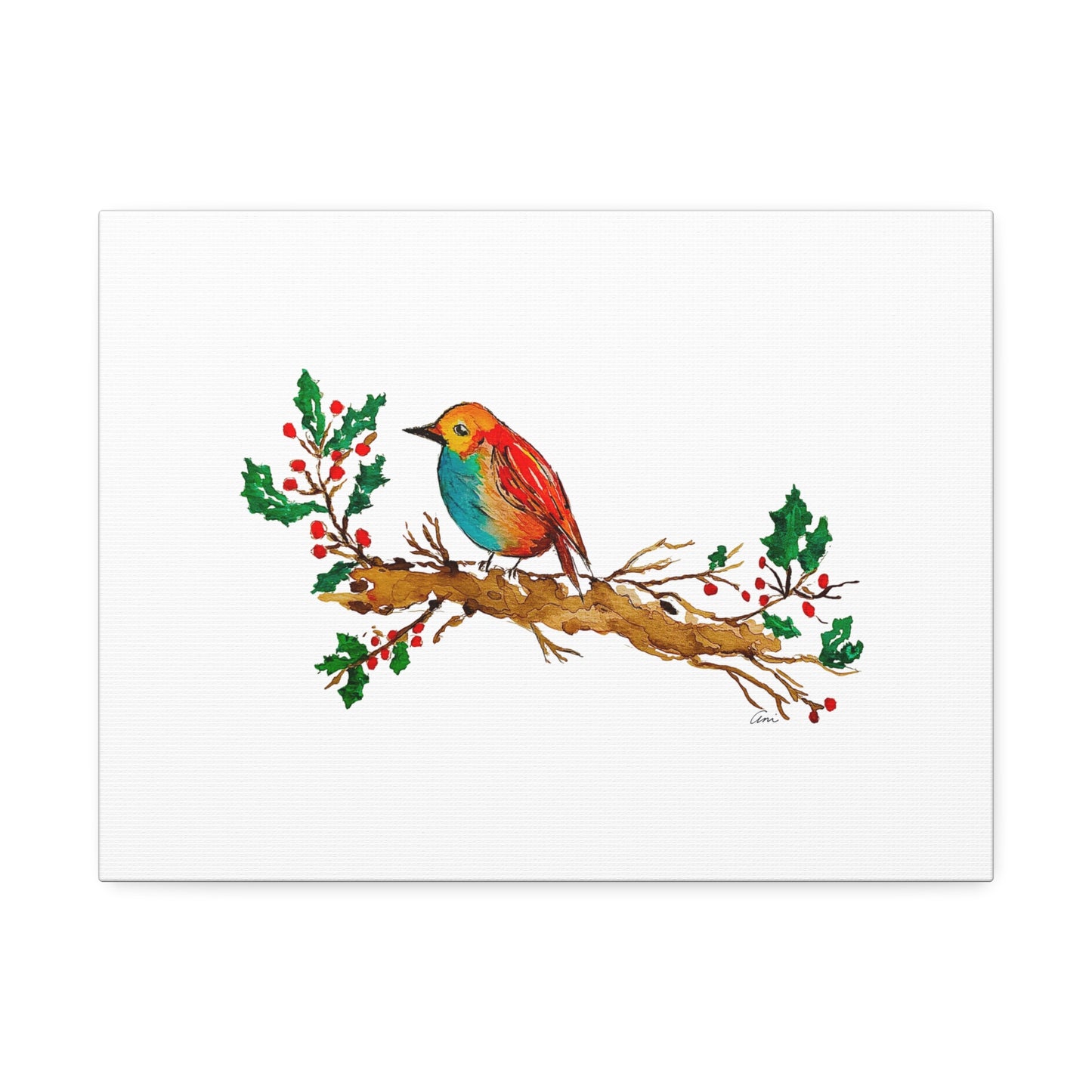 Bright Bird on a Branch Canvas Print