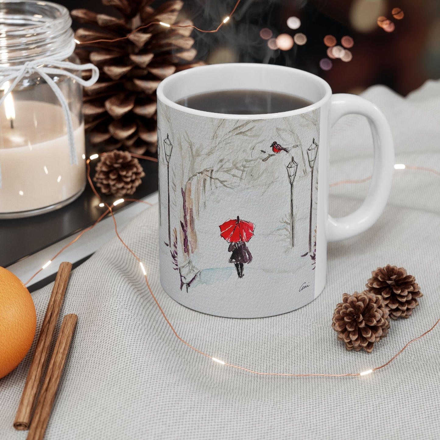 The Red Umbrella Ceramic Mug