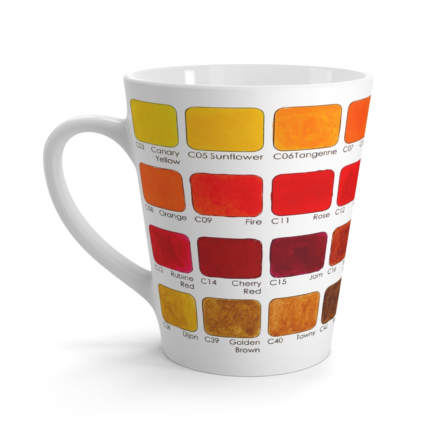 Watercolor Palette with Names Latte Mug