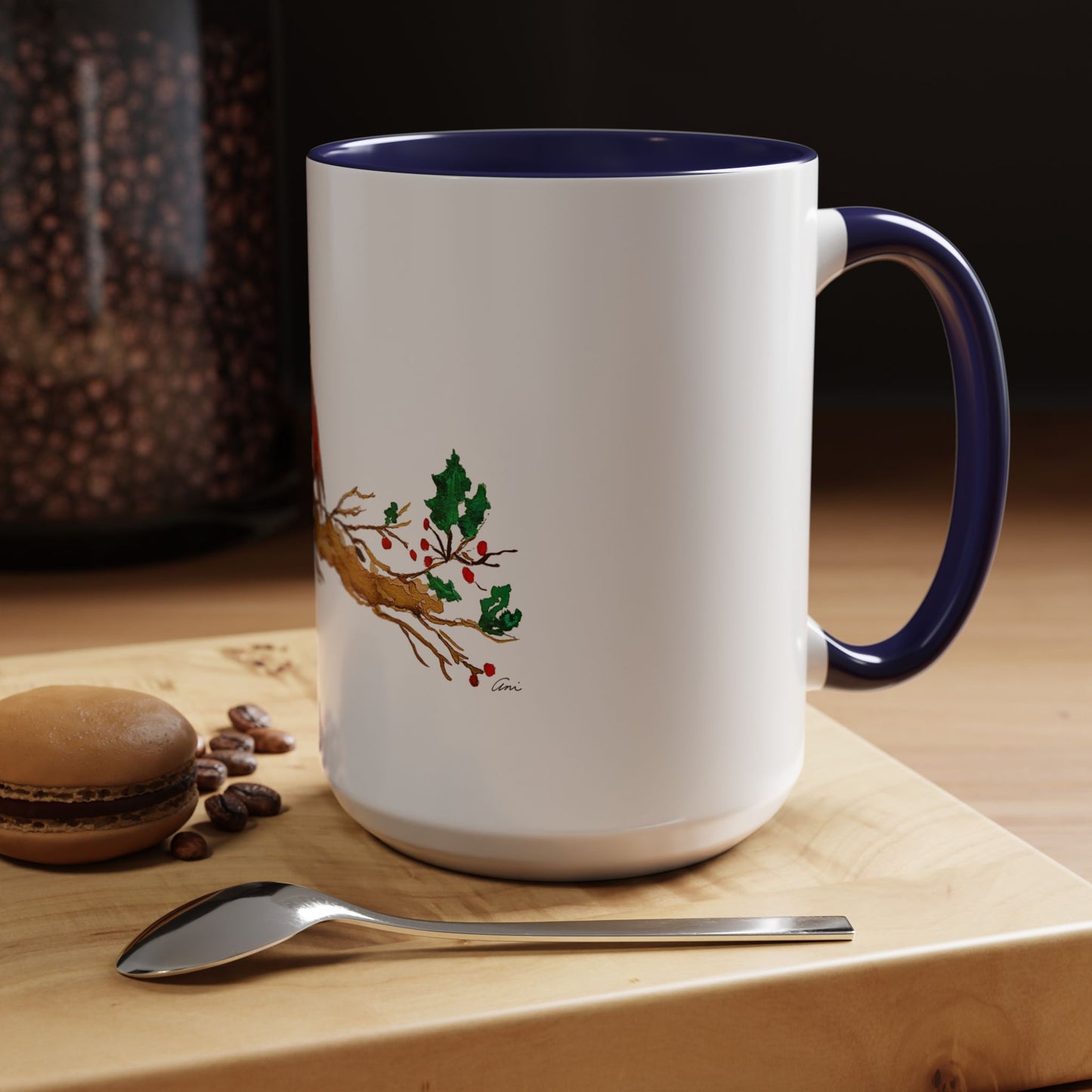 Bright Bird on a Branch Accent Coffee Mug