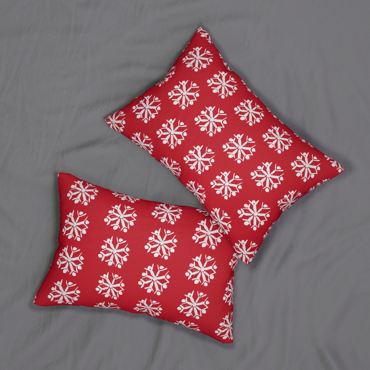 Snowflake Dark Red Lumbar Pillow