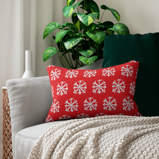 Snowflake Red Lumbar Pillow