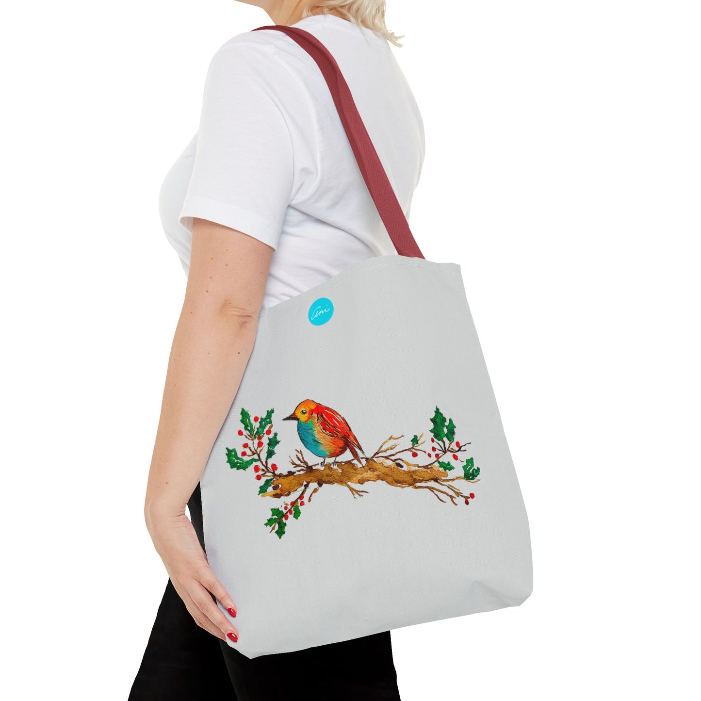 Bright Bird on a Branch Light Grey Tote Bag