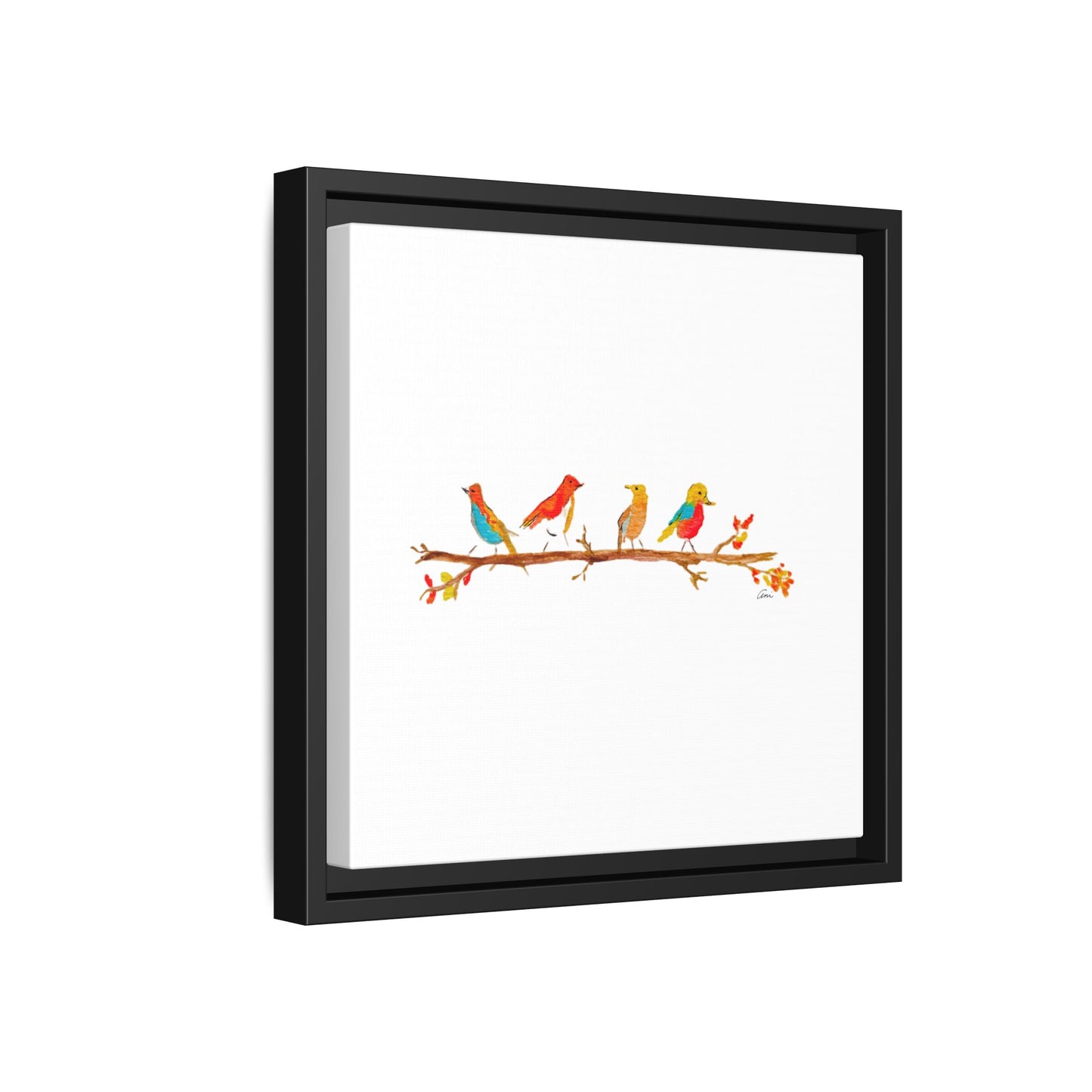 Birds on a Branch Gallery Canvas Print with Frame