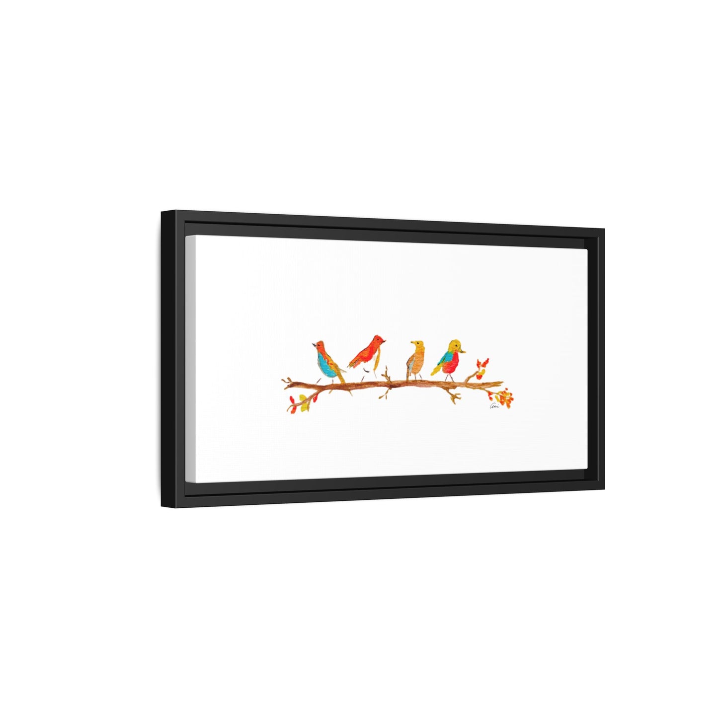 Birds on a Branch Gallery Canvas Print with Frame