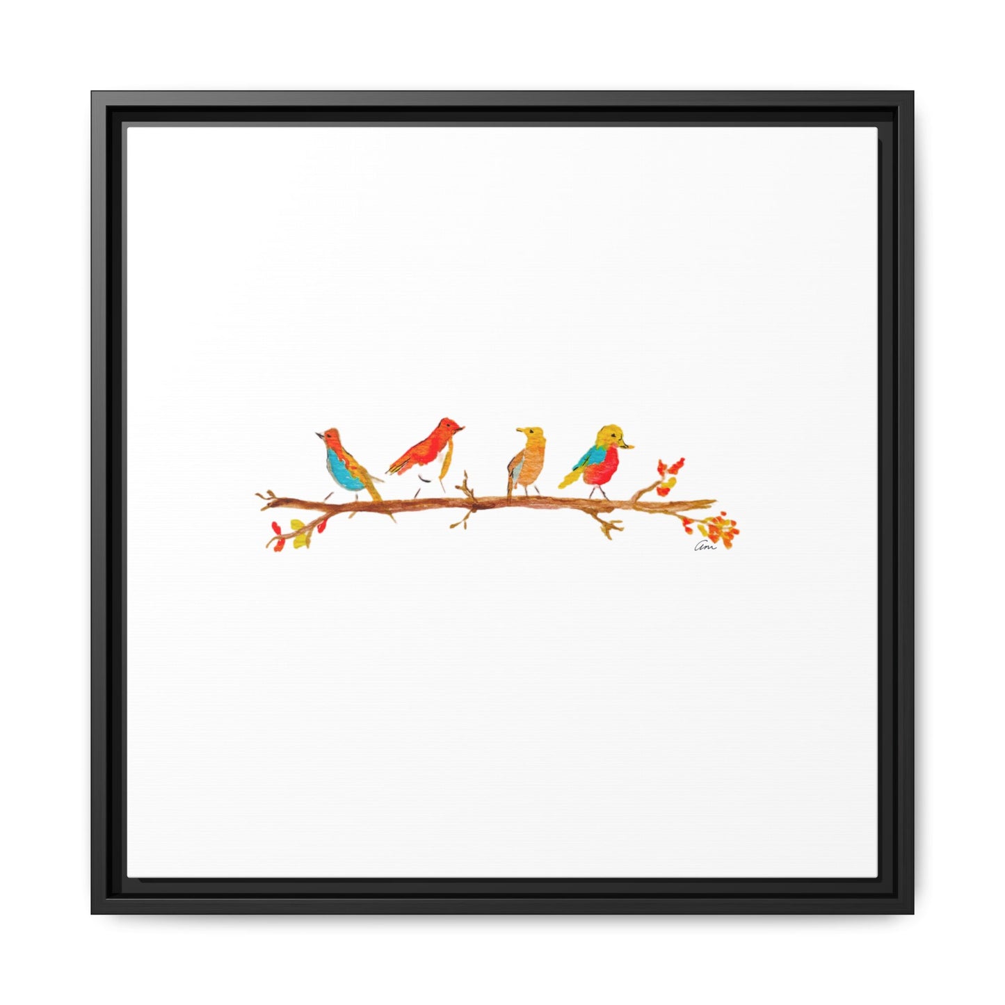 Birds on a Branch Gallery Canvas Print with Frame