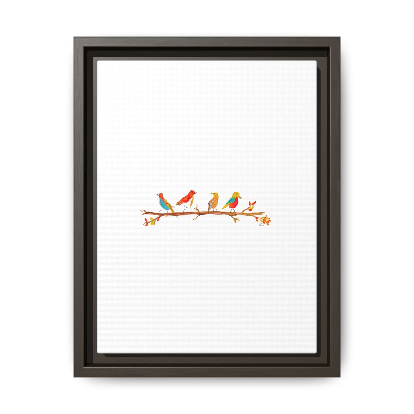 Birds on a Branch Gallery Canvas Print with Frame