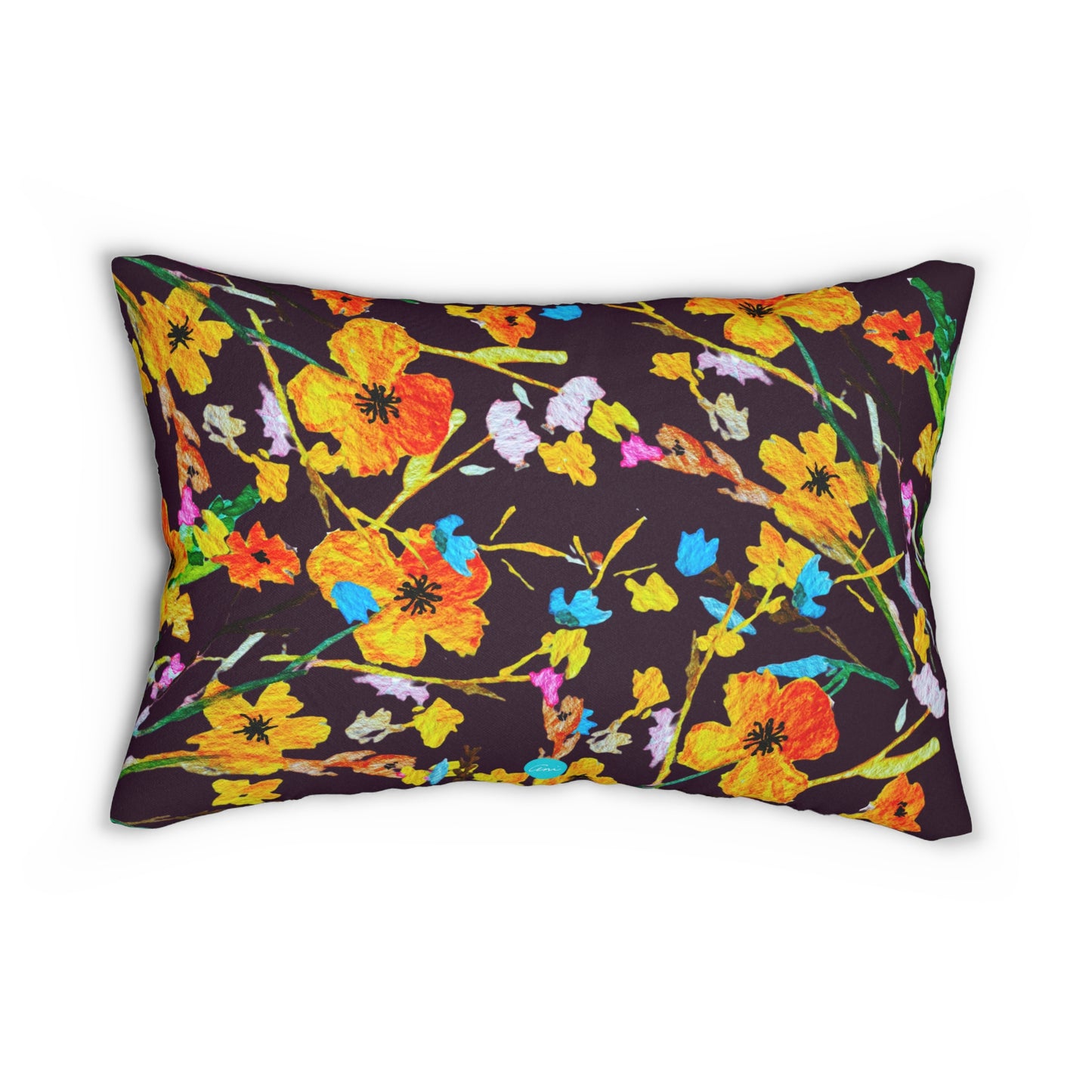 Hello Fall Bouquet Aubergine Lumbar Pillow