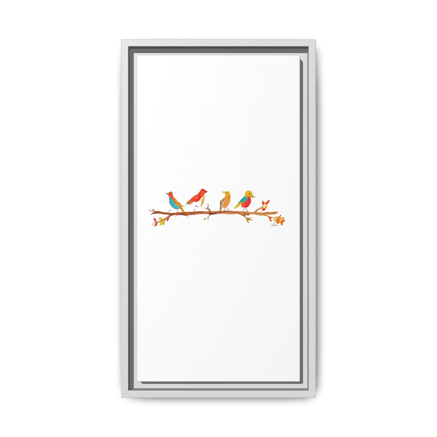 Birds on a Branch Gallery Canvas Print with Frame