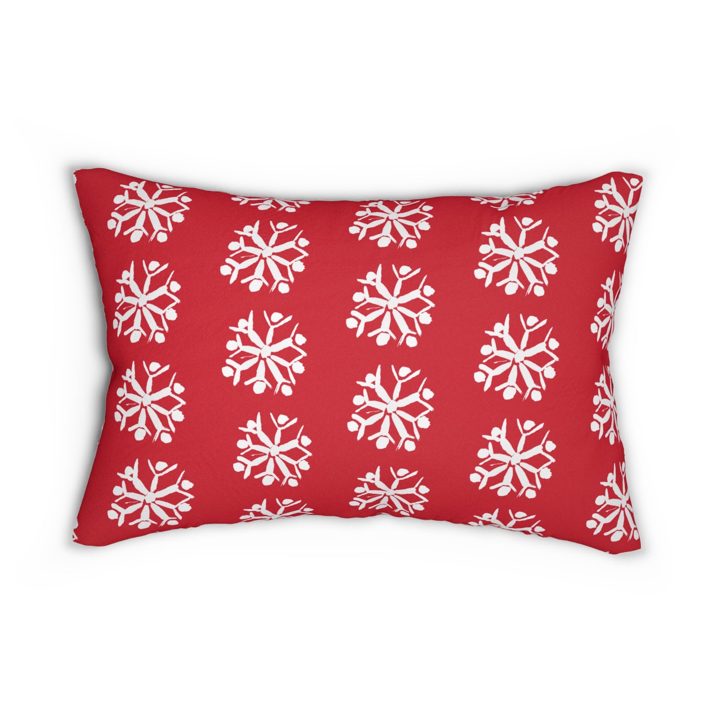 Snowflake Dark Red Lumbar Pillow