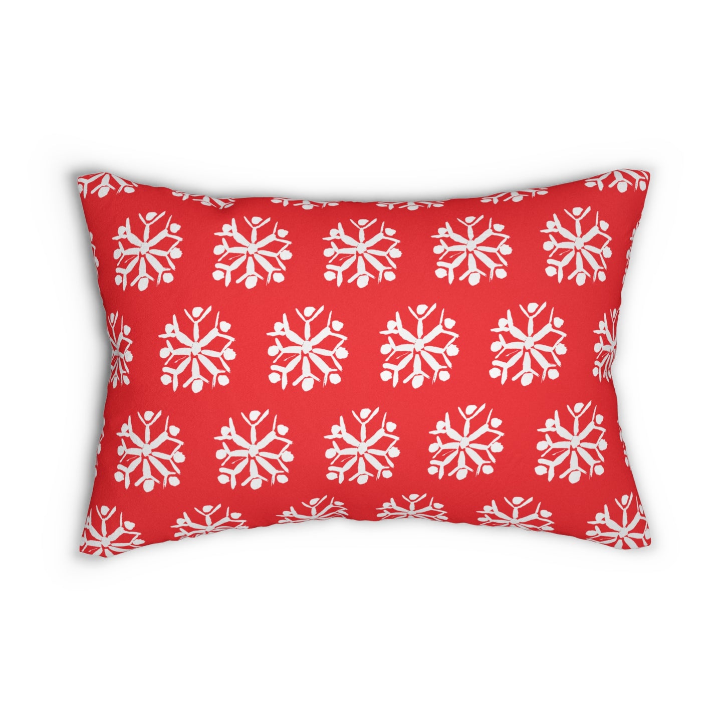 Snowflake Red Lumbar Pillow