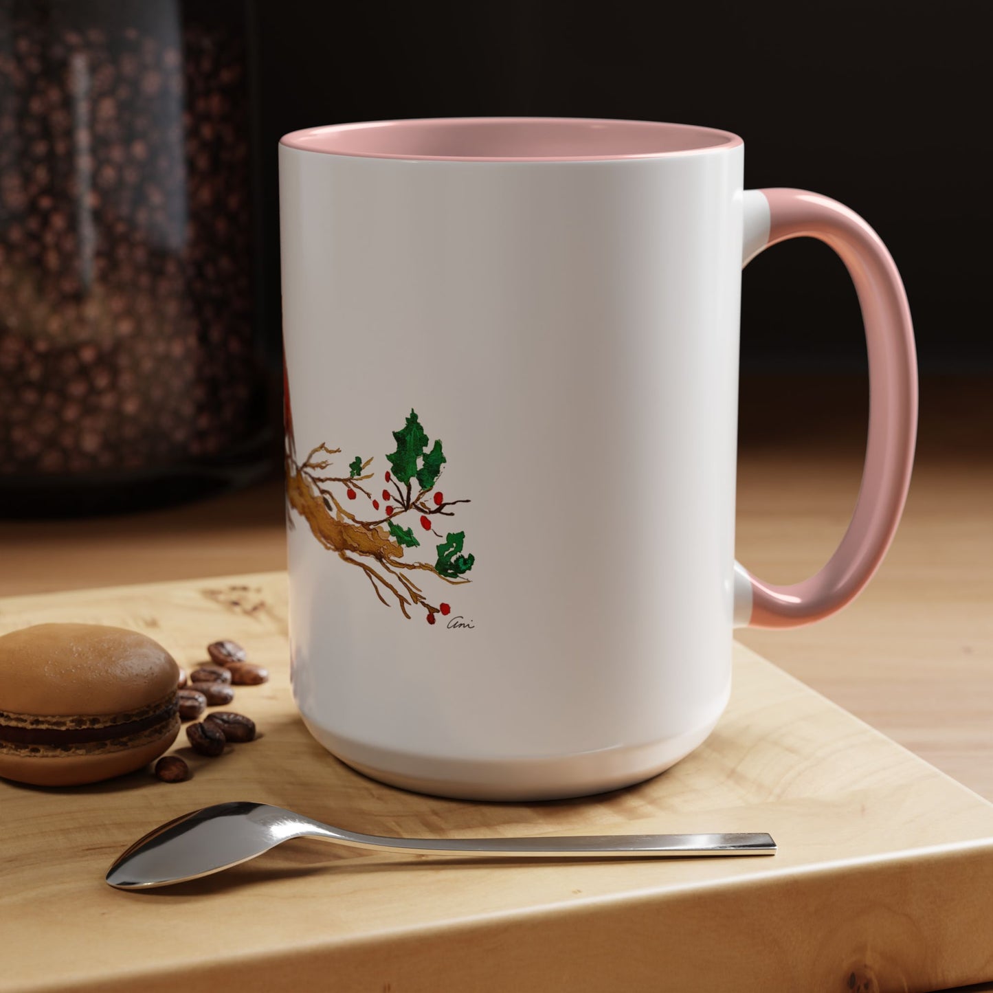 Bright Bird on a Branch Accent Coffee Mug