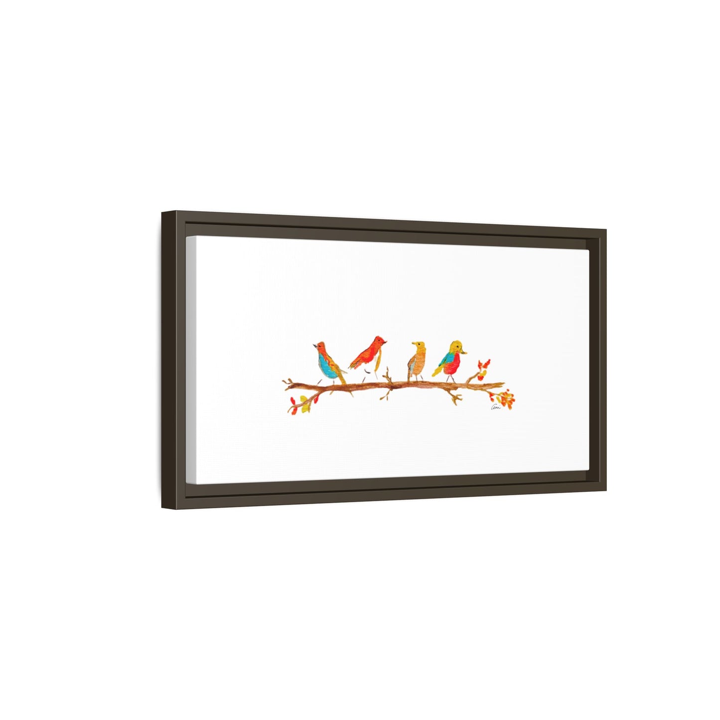 Birds on a Branch Gallery Canvas Print with Frame