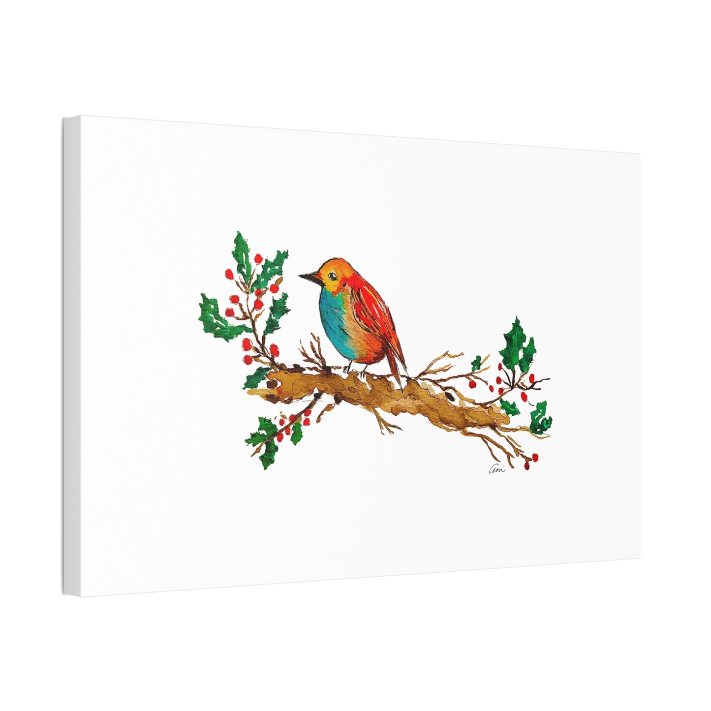 Bright Bird on a Branch Canvas Print