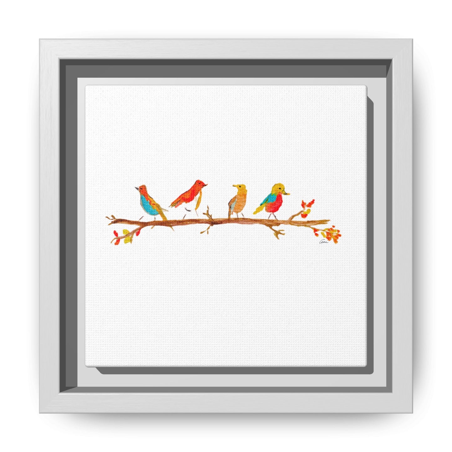 Birds on a Branch Gallery Canvas Print with Frame