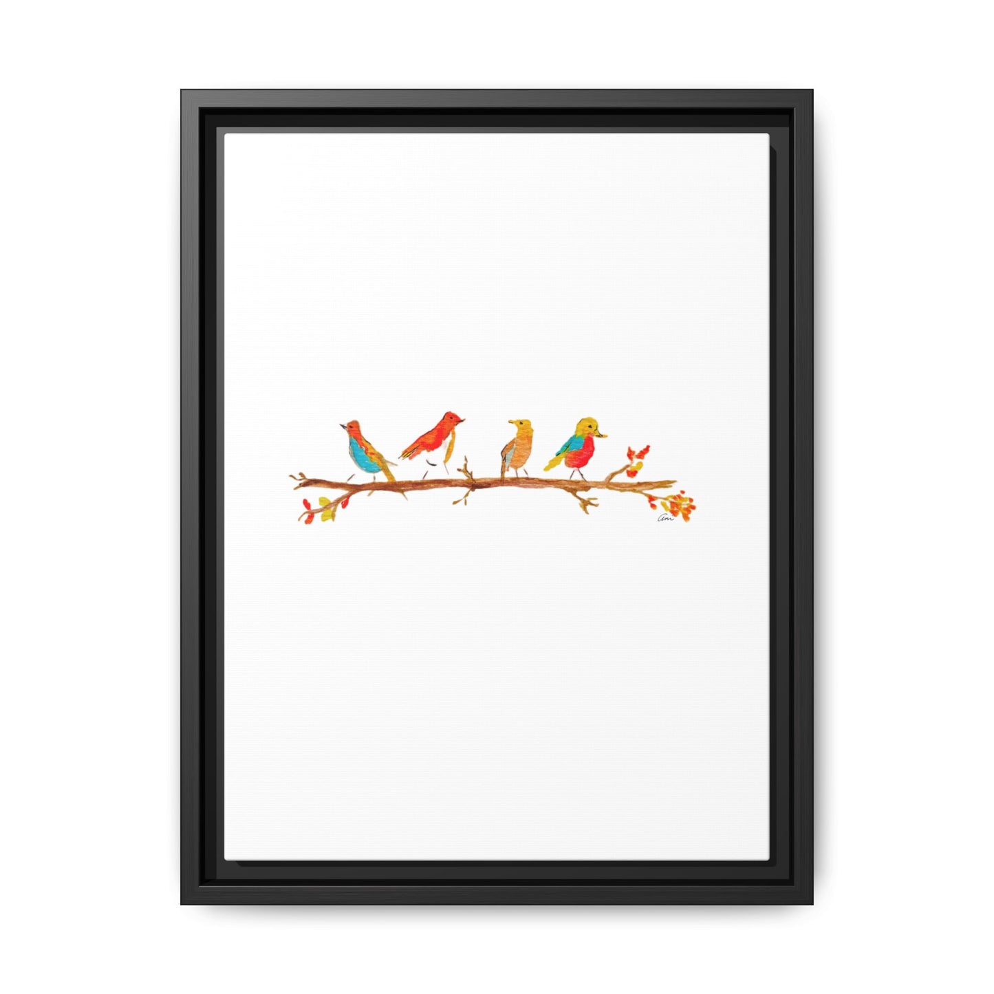 Birds on a Branch Gallery Canvas Print with Frame