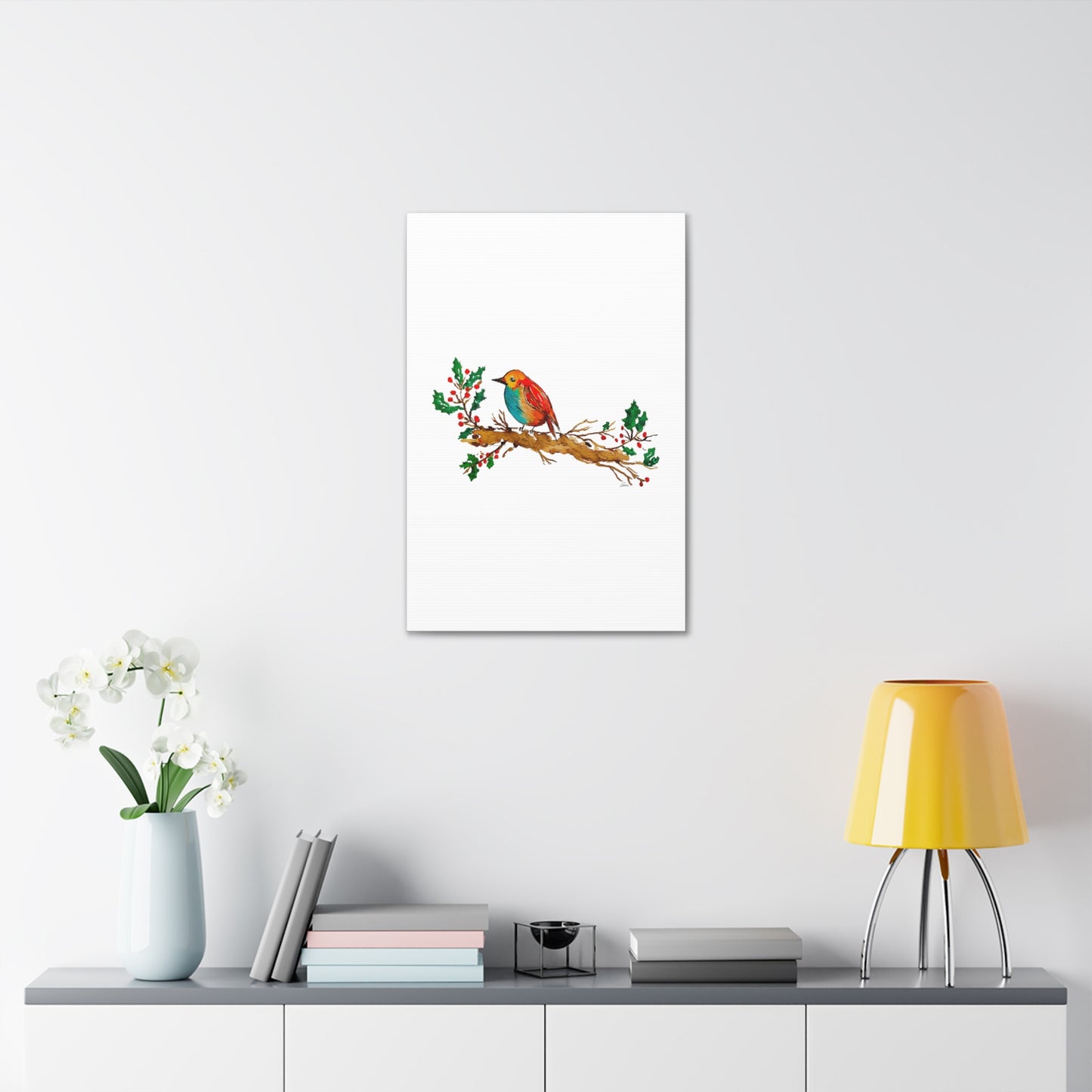 Bright Bird on a Branch Canvas Print