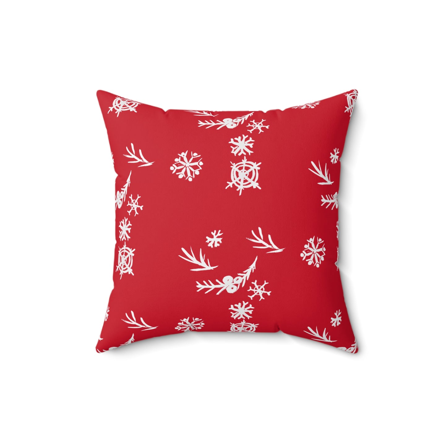 Snowflake Faux Suede Red Square Pillow