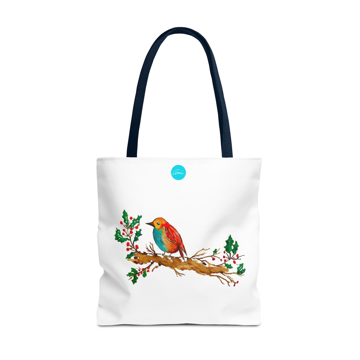 Bright Bird on a Branch White Tote Bag