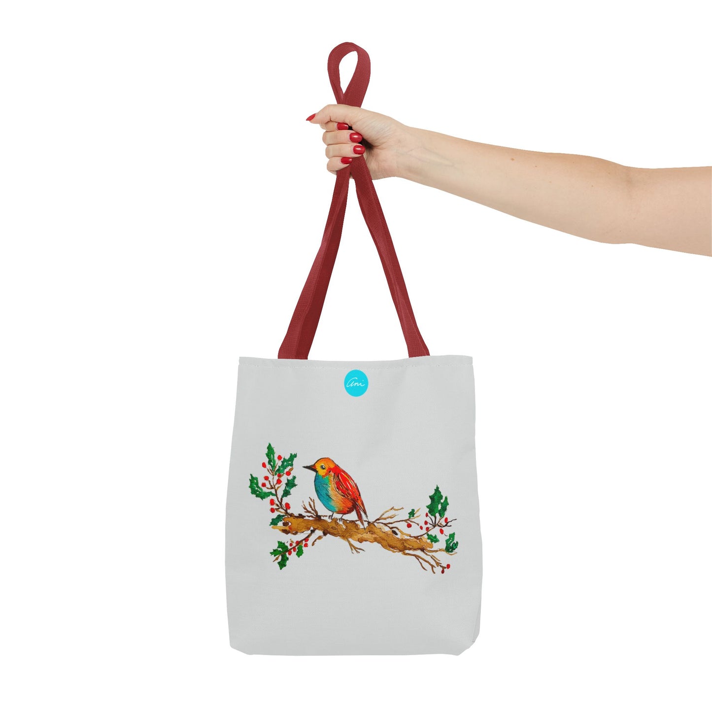 Bright Bird on a Branch Light Grey Tote Bag