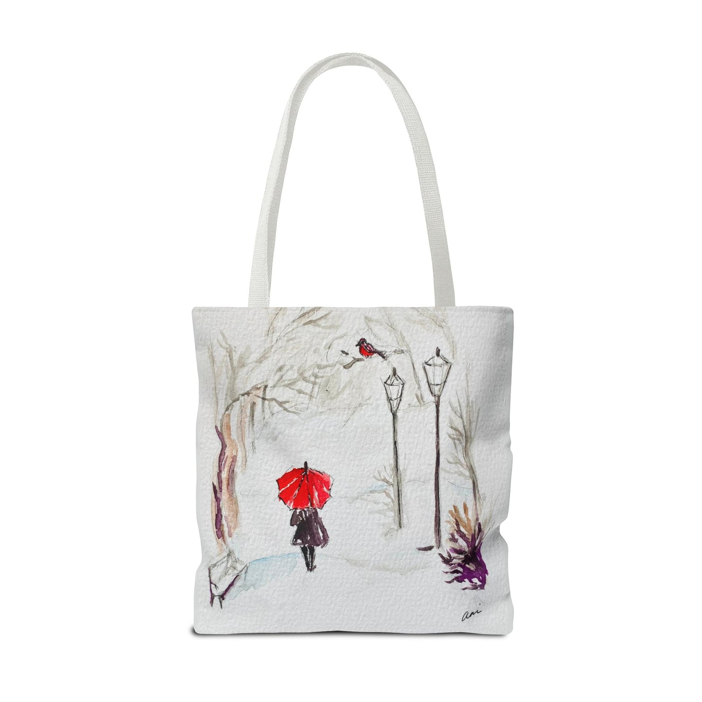 The Red Umbrella Ivory Tote Bag