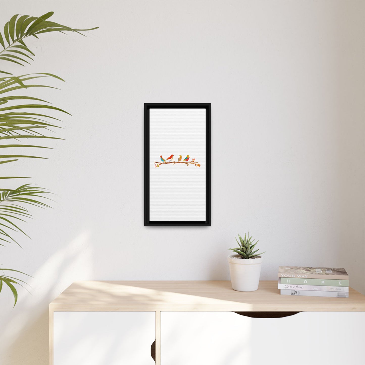 Birds on a Branch Gallery Canvas Print with Frame