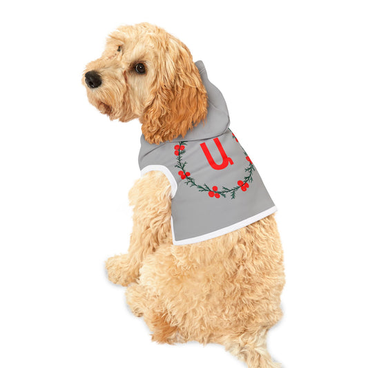 Customizable Armenian Letter Wreath Grey Pet Hoodie