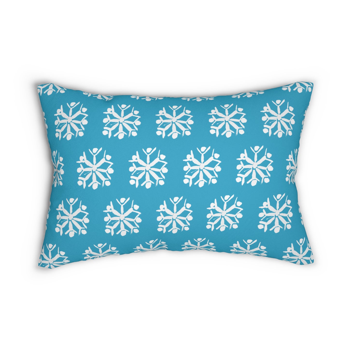 Snowflake Turquoise Lumbar Pillow