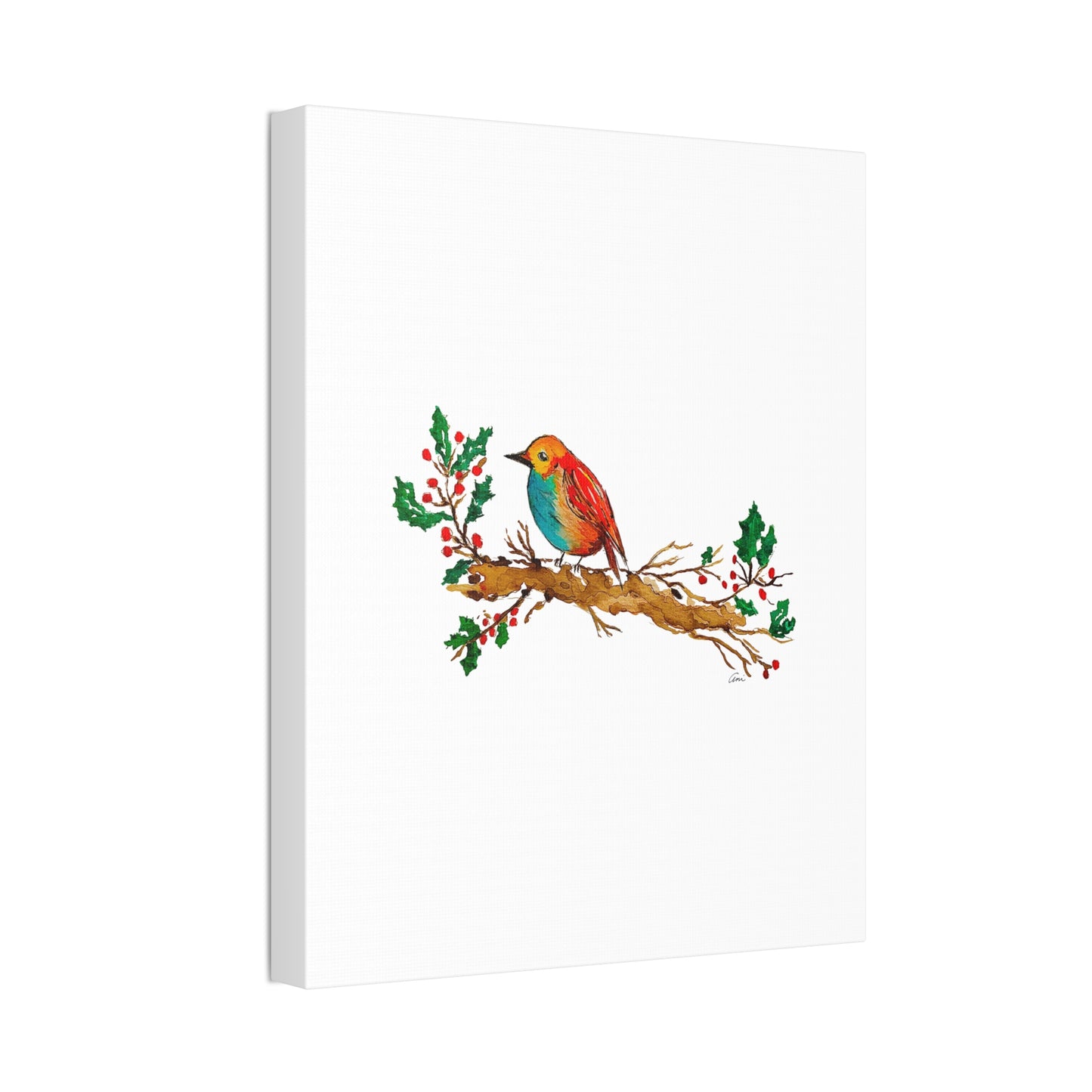 Bright Bird on a Branch Canvas Print