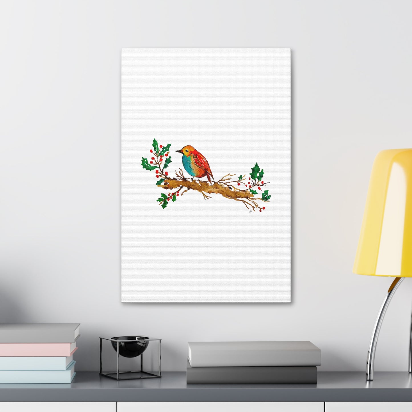 Bright Bird on a Branch Canvas Print