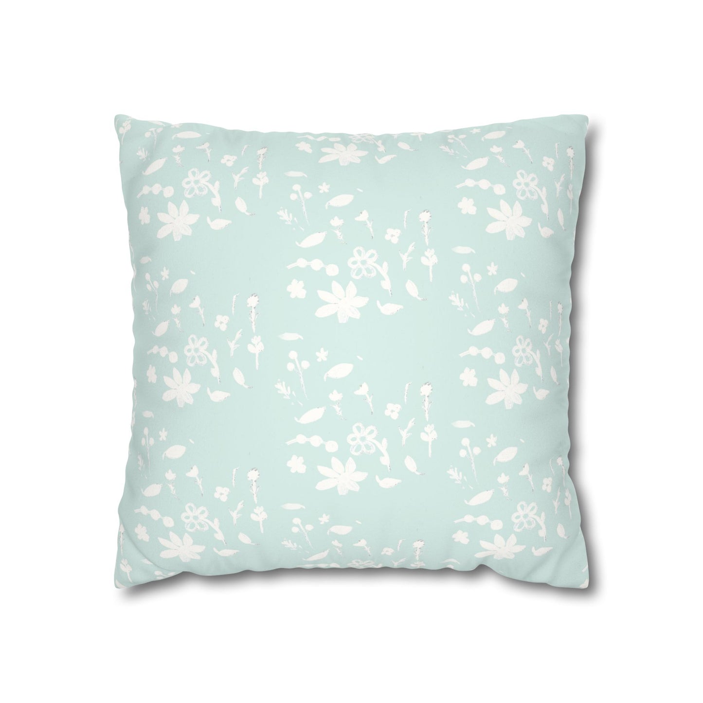 Autumn Foliage Faux Suede Square Light Blue Pillowcase